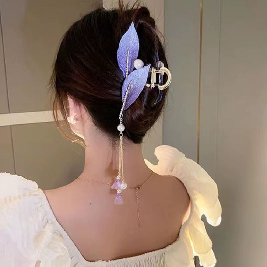 Rose Butterfly Tassel Hair Claws Shiny Crystal Hair Clip Shark Clip for Girls Exquisite Elegance Headdress Hair Accessoires